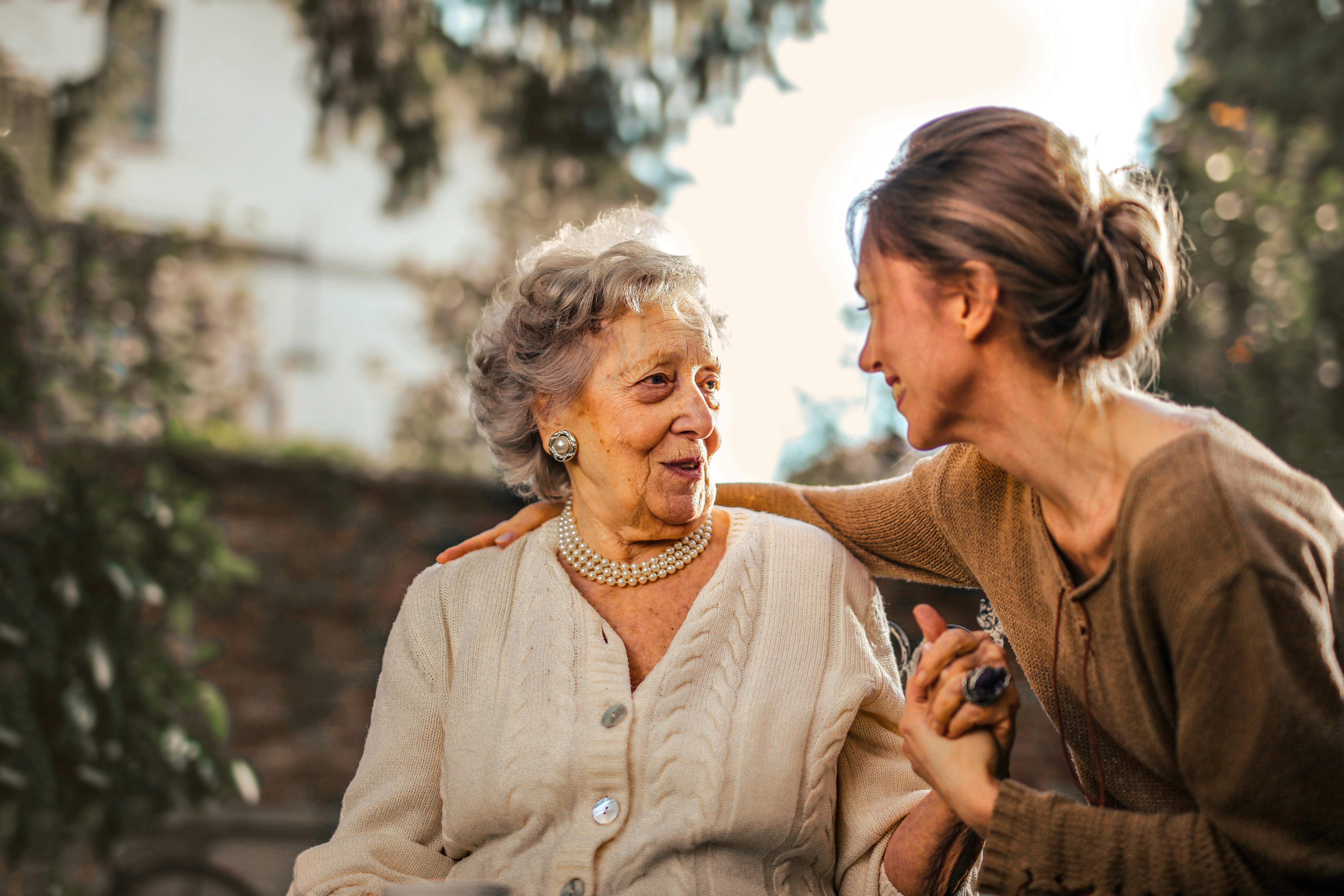 Caregiver helping patient